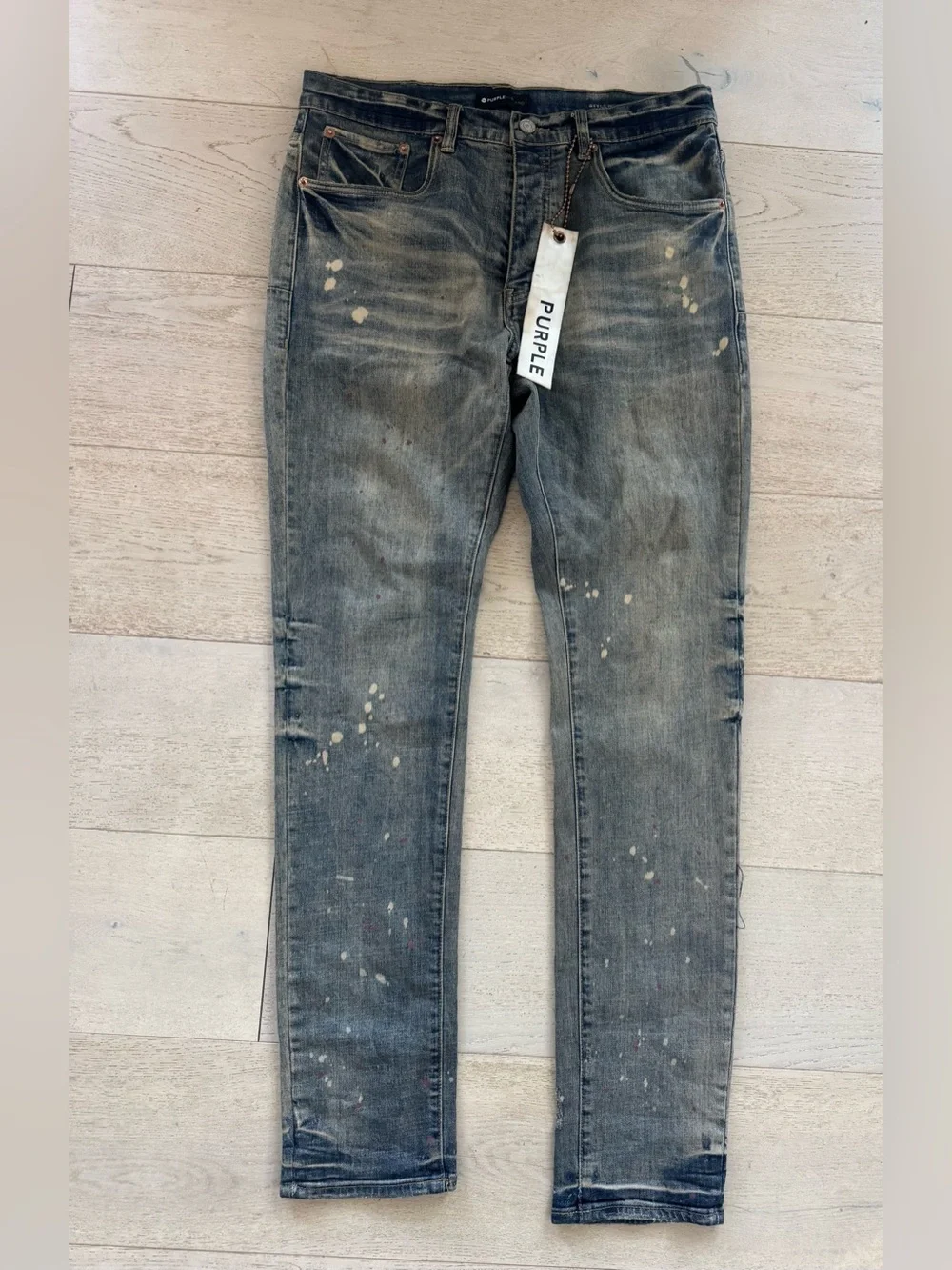 NWT Purple Brand Paint Splatter Jeans 34